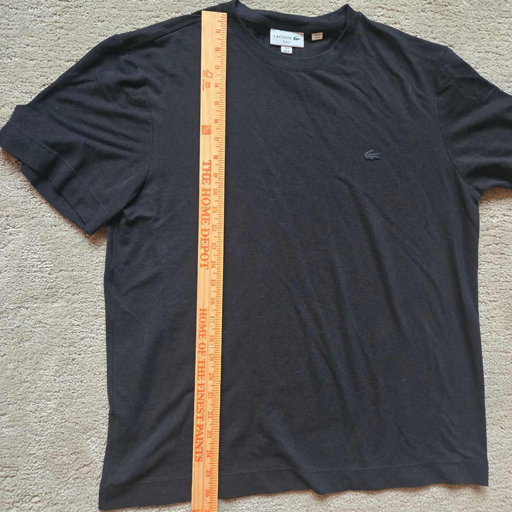 Lacoste Slim Fit T-Shirt Mens XL Black Short Sleeve Crew Neck Tonal Logo FR 6 - Picture 4 of 6